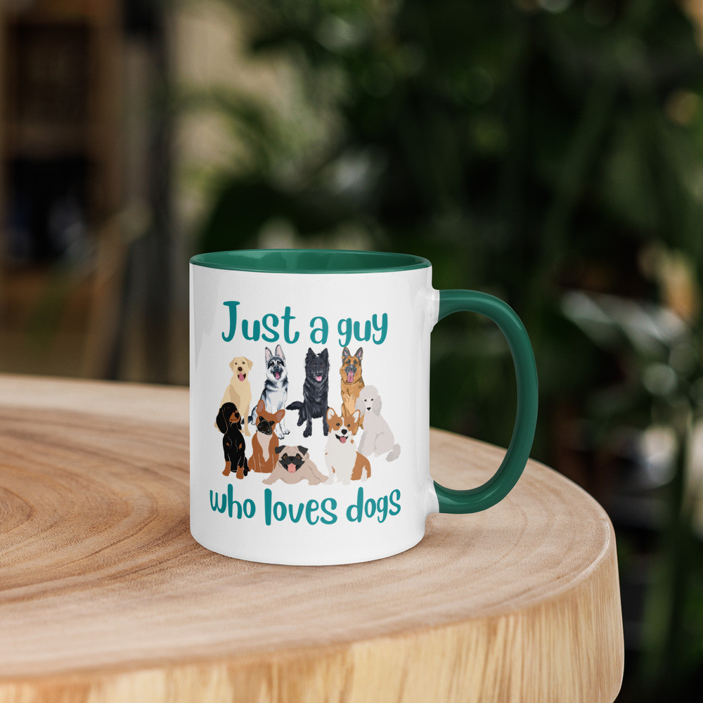 Guy Loves Dogs Mug with Color Inside