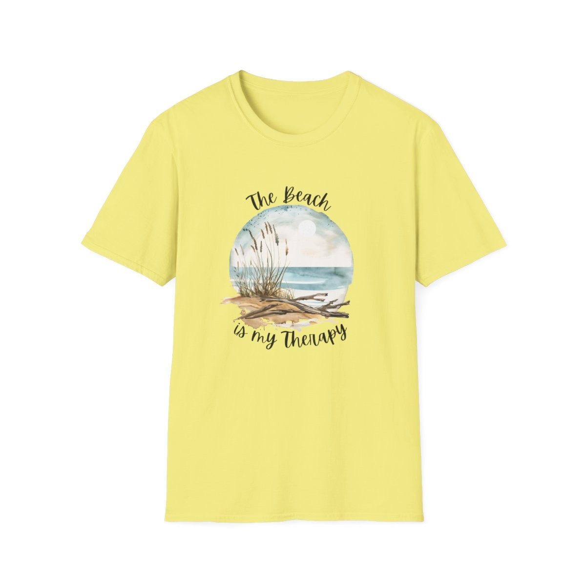 The Beach is my Therapy - Dunes Watercolor Graphic on a Unisex Softstyle T-Shirt