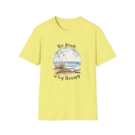 The Beach is my Therapy - Dunes Watercolor Graphic on a Unisex Softstyle T-Shirt