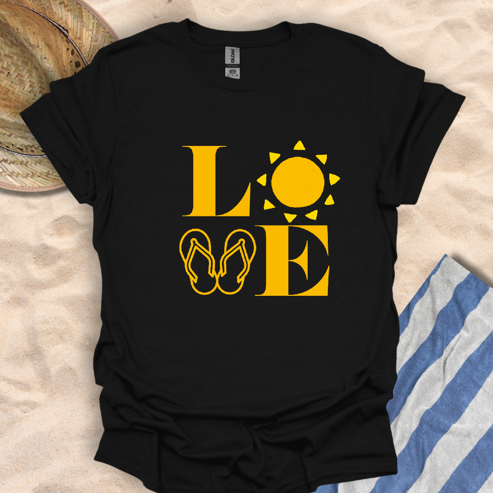 Yellow LOVE Beach Icon - Sun & Flipflops! TShirt