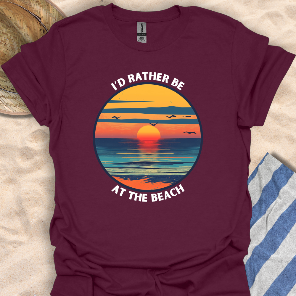 I'd Rather Be at the Beach Sunset Circle TShirt