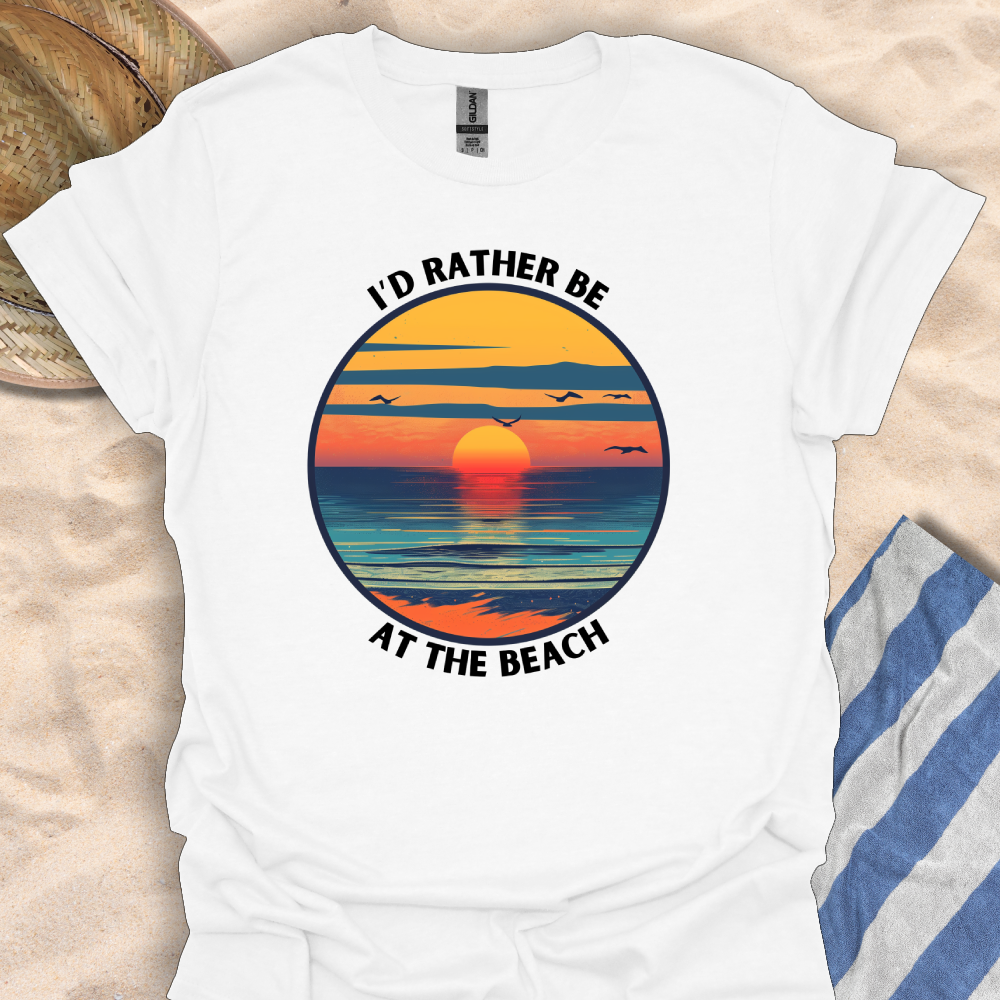 I'd Rather Be at the Beach Sunset Circle TShirt