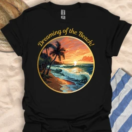 Gold Dreaming of the Beach Graphic T-Shirt