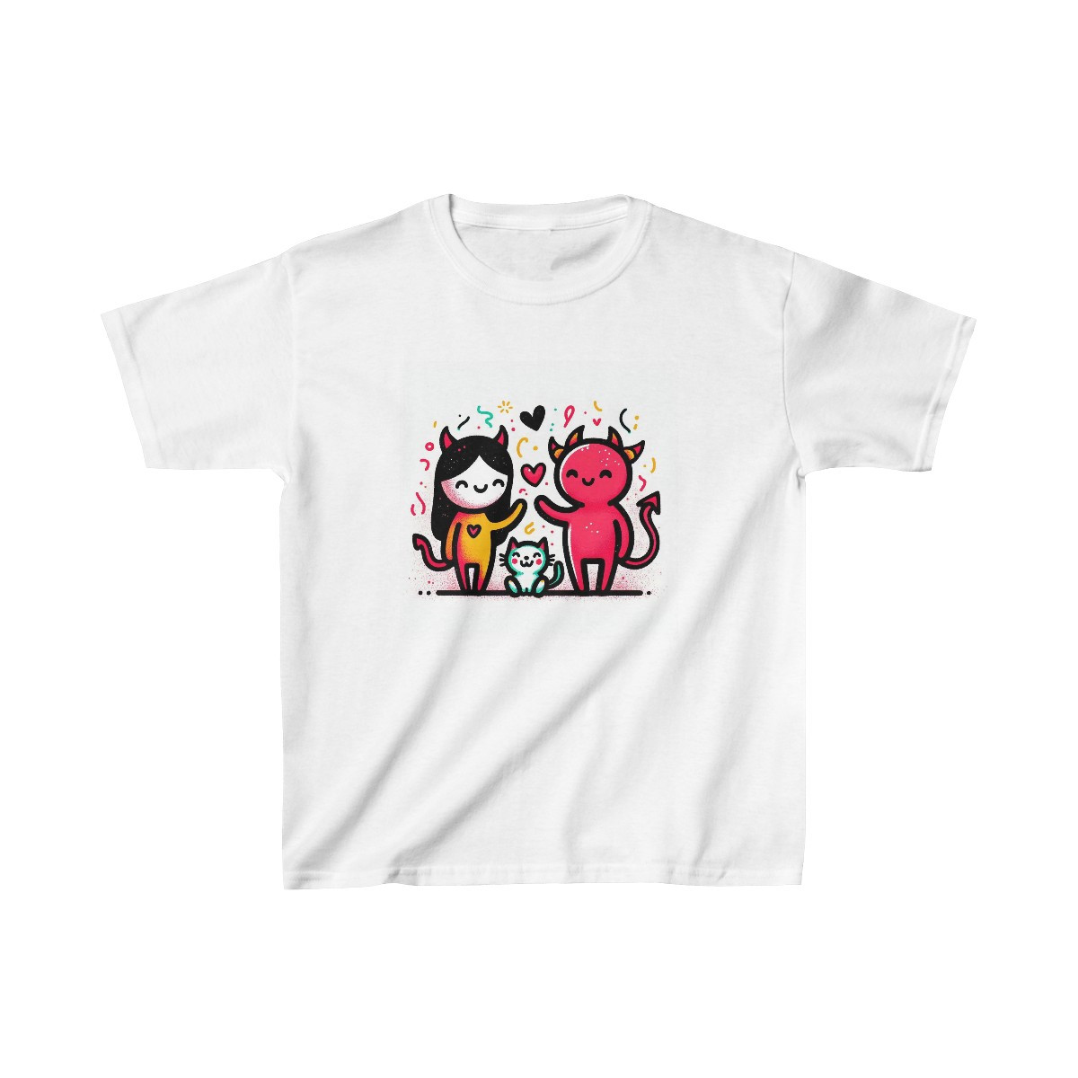 Happy Halloween Devils with Cat - Kid's Tee