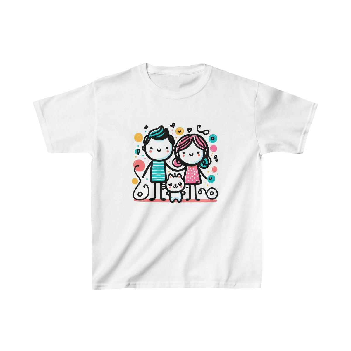 Happy Family with Cat - Kid's Tee
