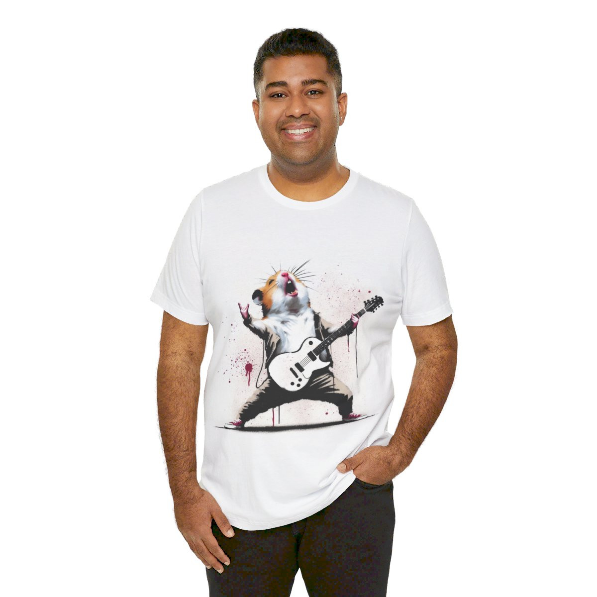 Rock n' Roar Hamster Guitar Hero - White - Tee