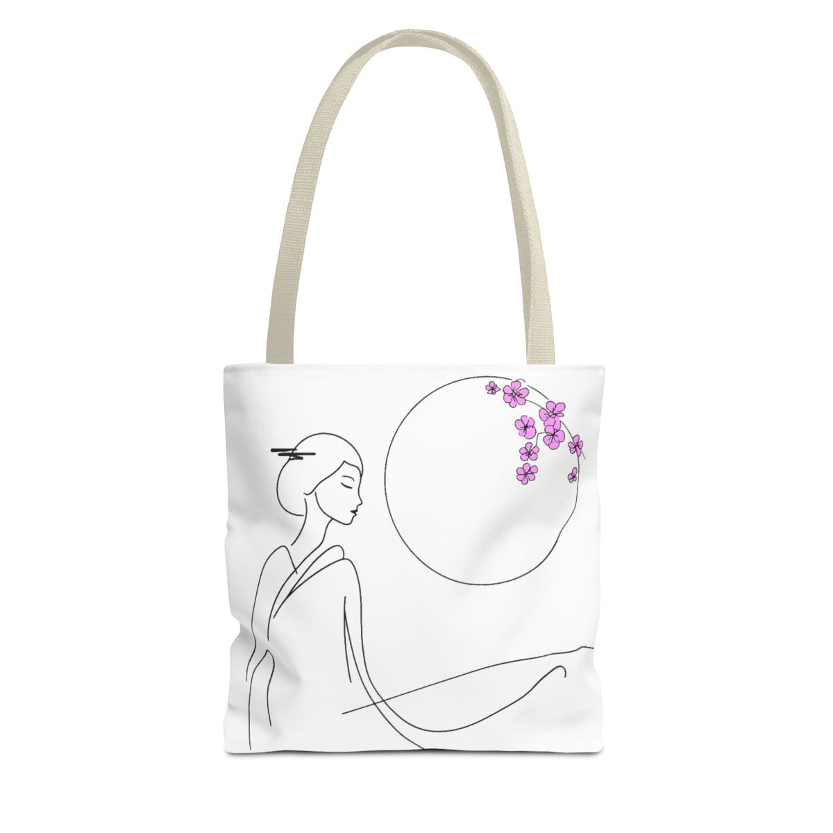 Asian Elegance Line Art Tote Bag