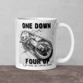 One Down Four Up - White glossy mug