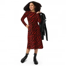 All-over print long sleeve midi dress