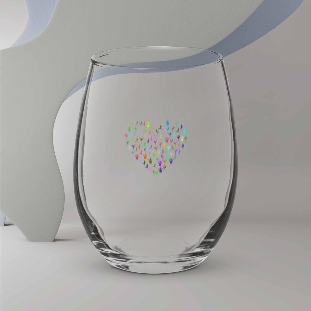 Yoga Heart Stemless Wine Glass