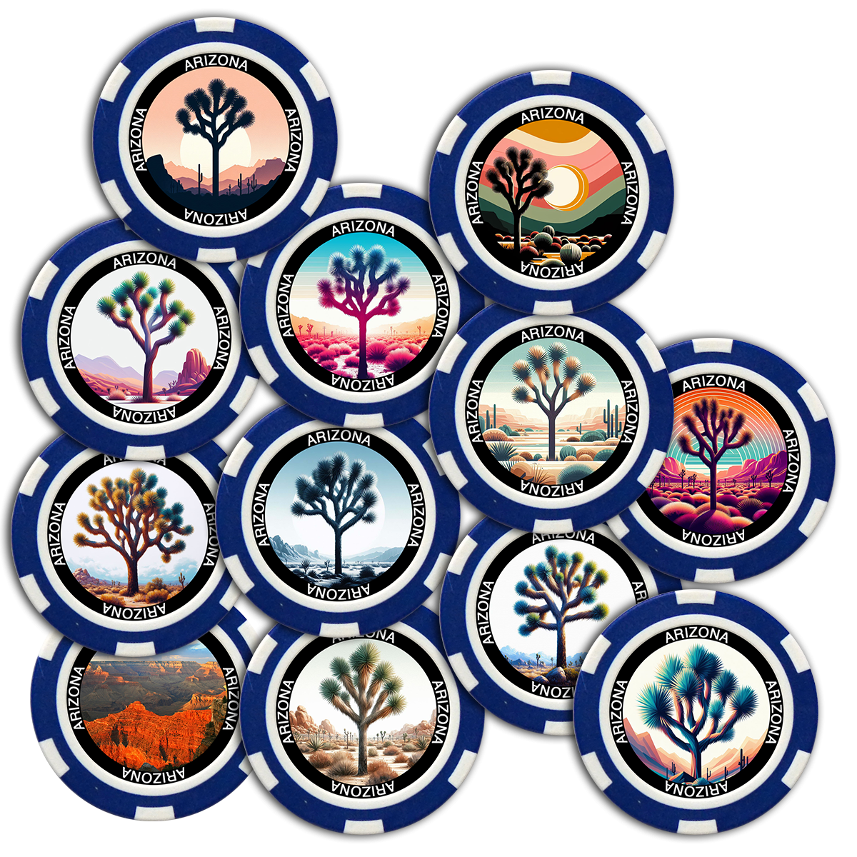 Poker Chips, Joshua Tree Theme, Blue