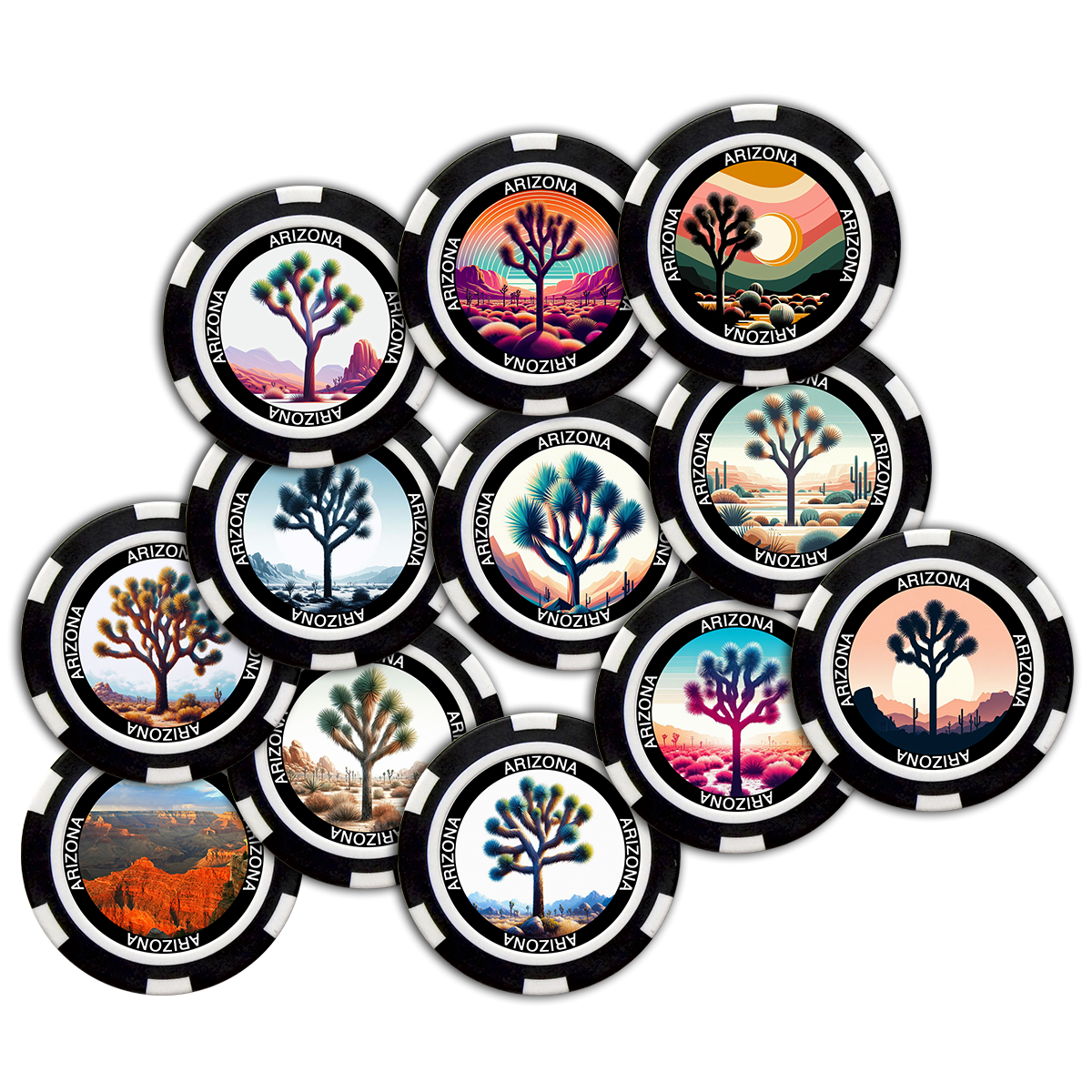 Poker Chips, Joshua Tree Theme, Black