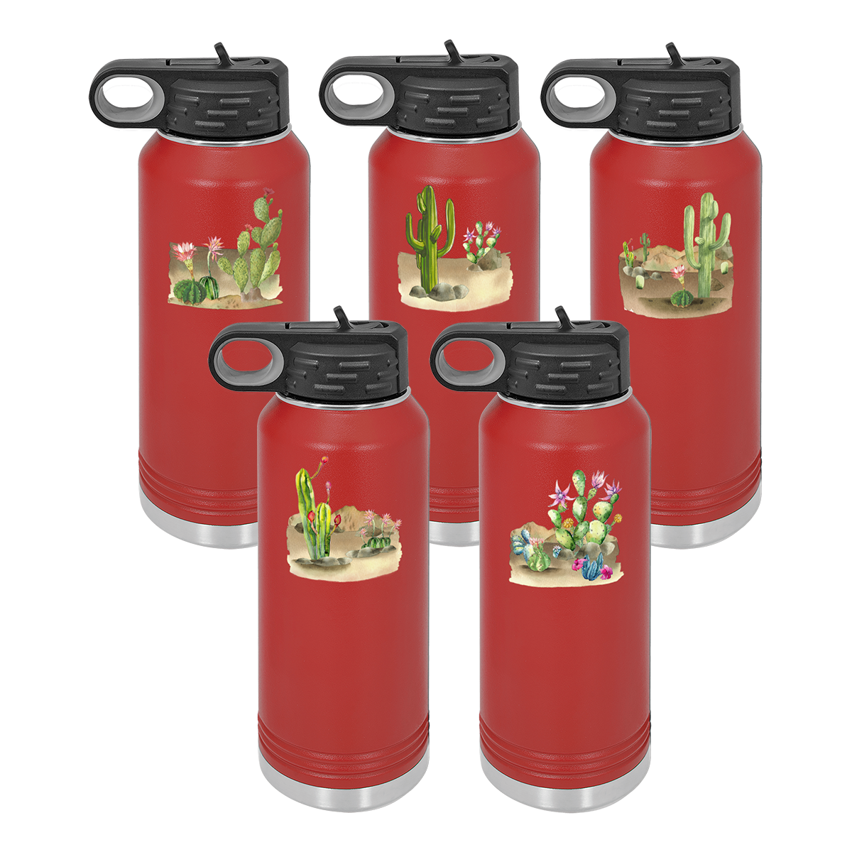 Desert Themed Water Bottle 32 oz, Red
