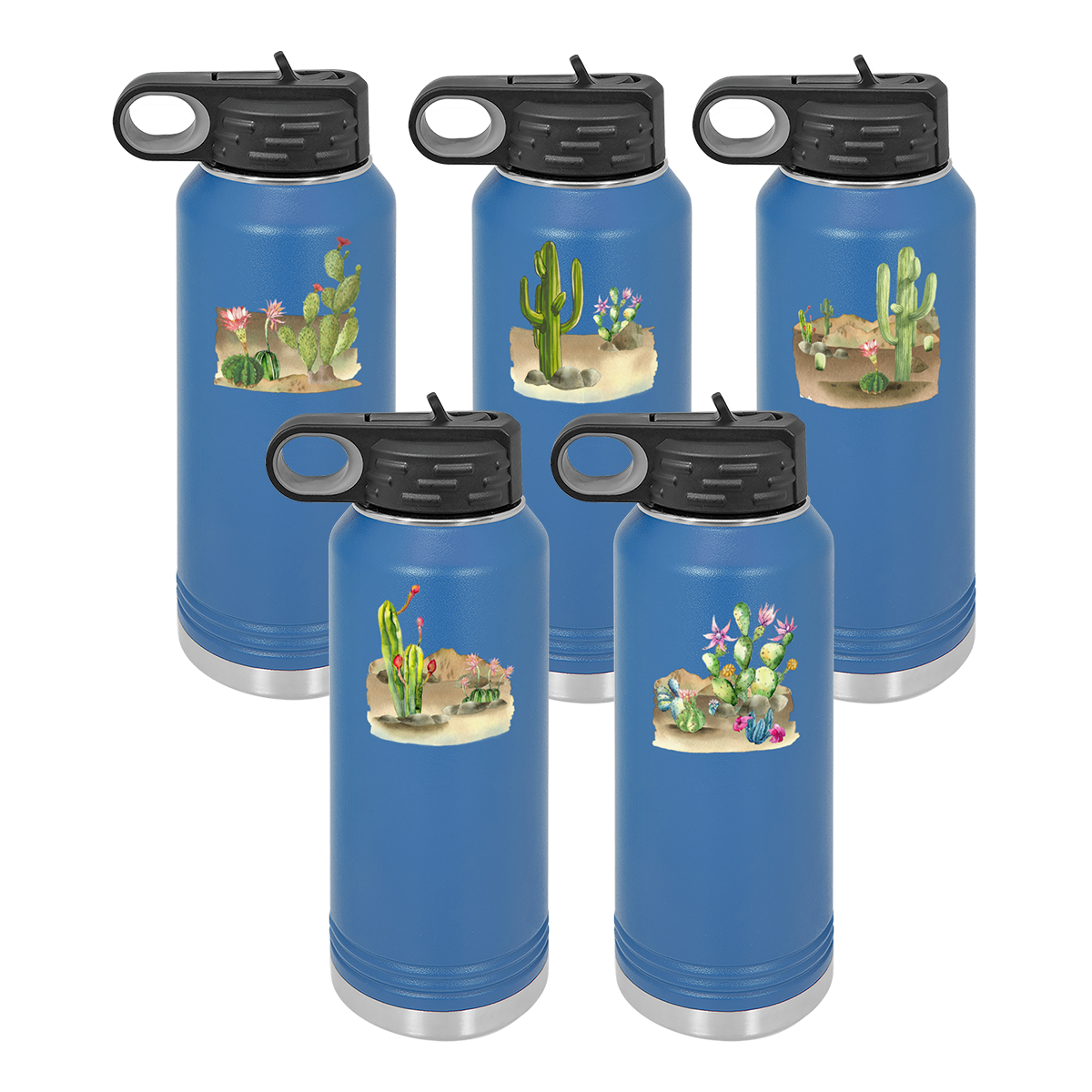 Desert Themed Water Bottle 32 oz, Royal Blue