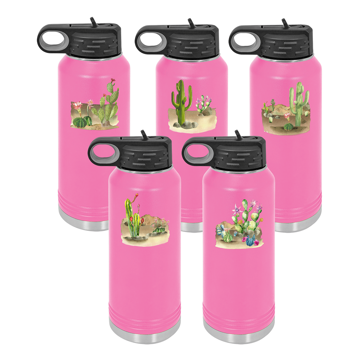 Desert Themed Water Bottle 32 oz, Pink