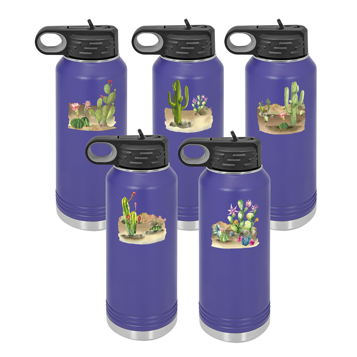 Desert Themed Water Bottle 32 oz, Purple