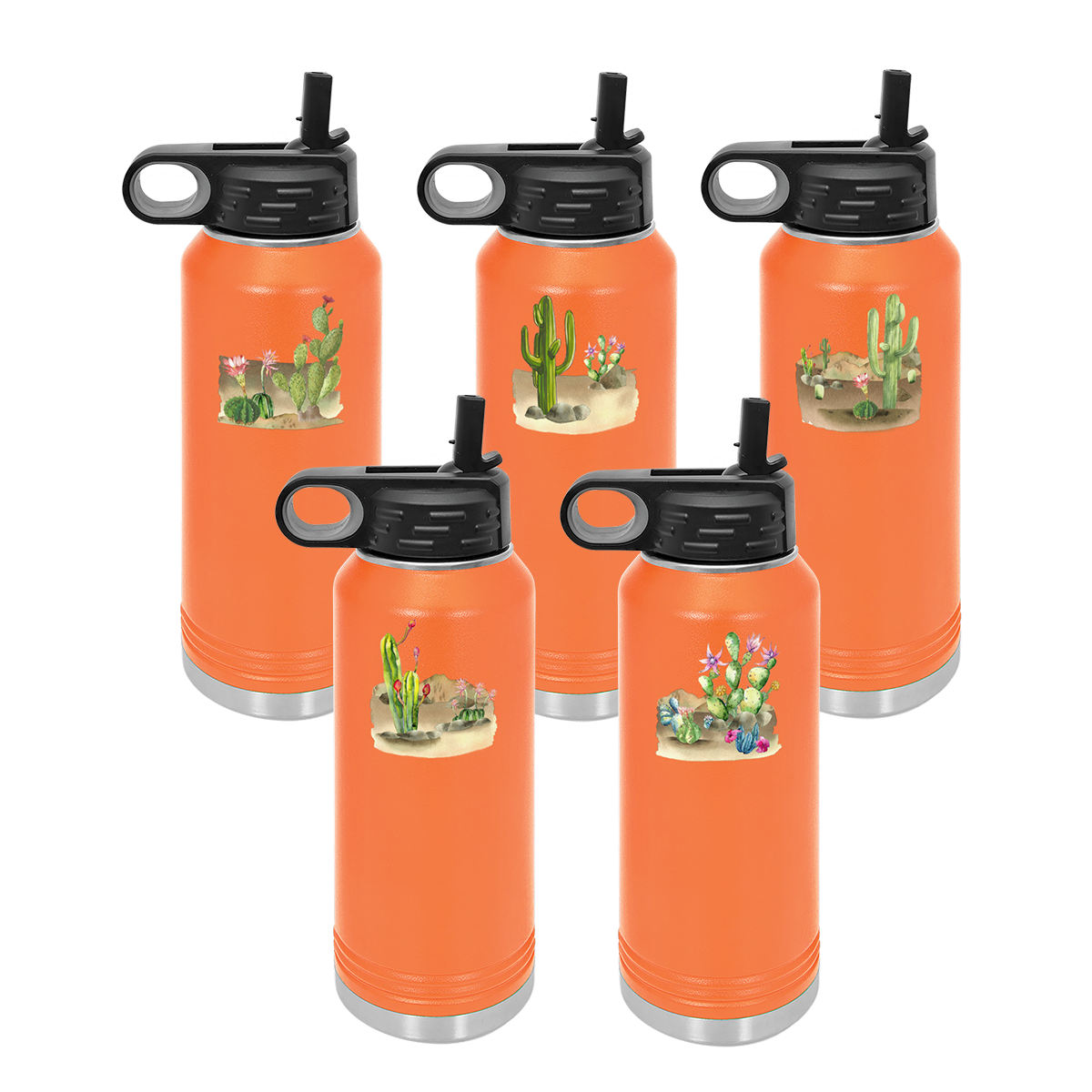 Desert Themed Water Bottle 32 oz, Orange