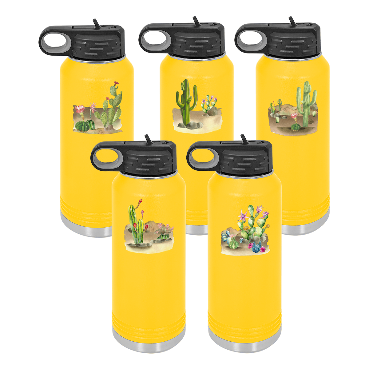 Desert Themed Water Bottle 32 oz, Yellow