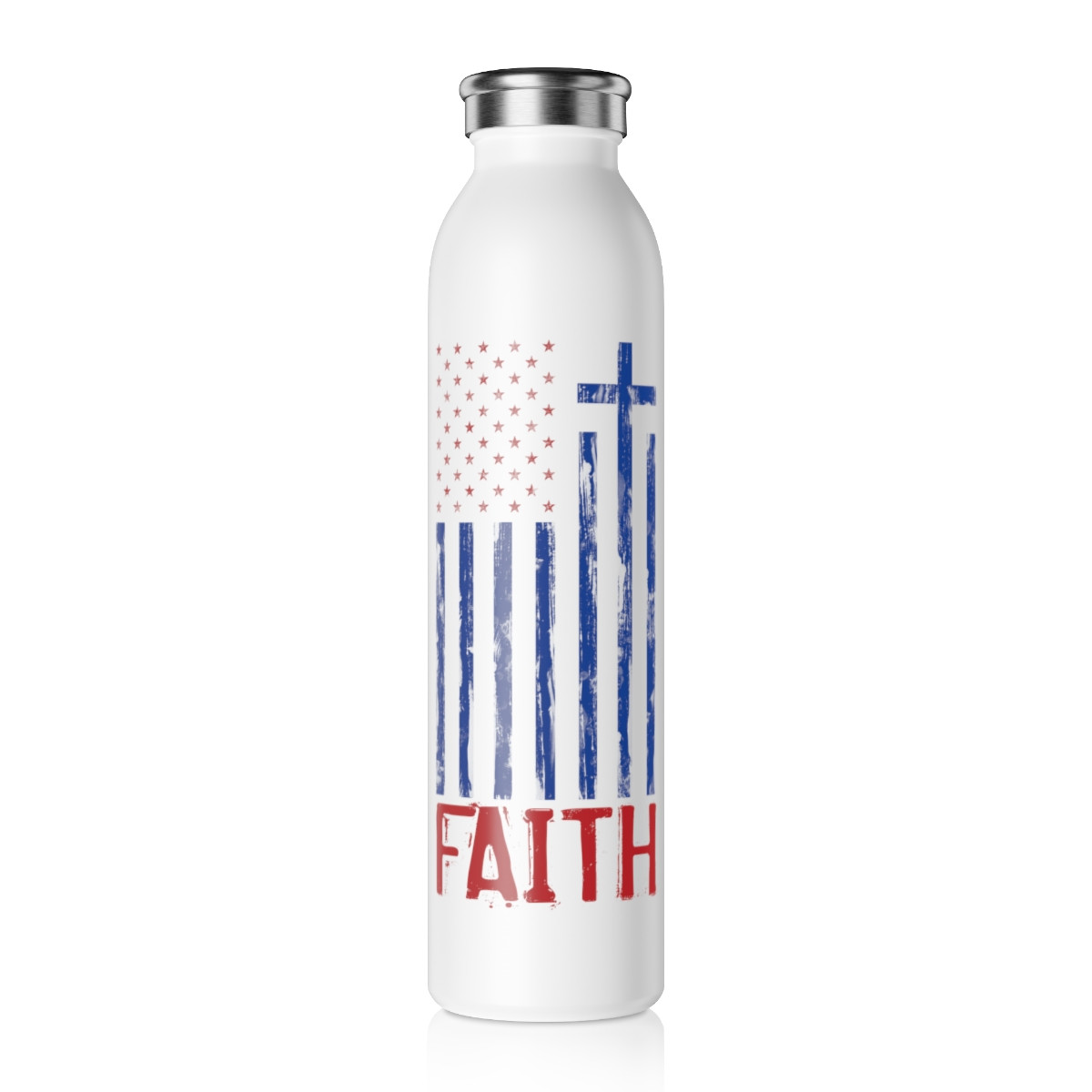 Faith and Flag - Slim Water Bottle