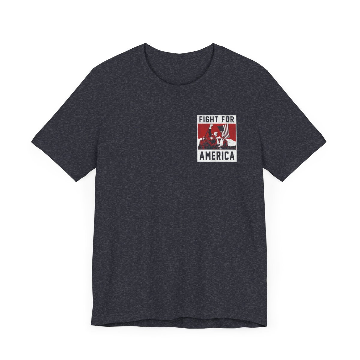 Fight for America Trump Fist Pump T-Shirt | Left Chest Full Back | Distressed Print | Unisex Jersey Short Sleeve Tee