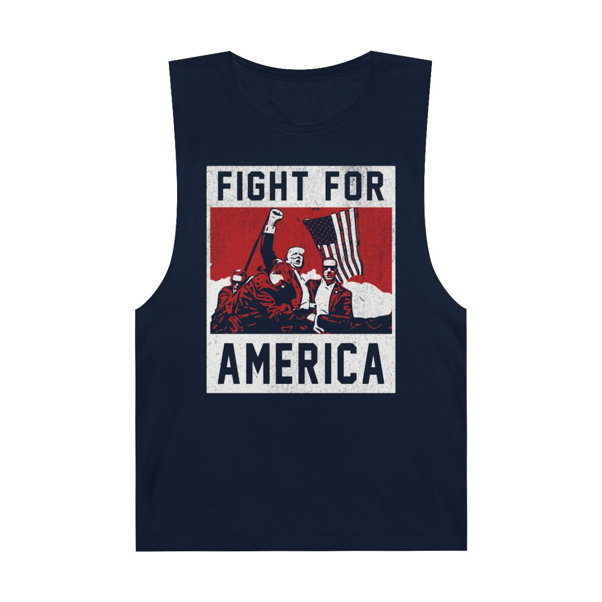 Fight for America Trump Fist Pump Tank Top | Full Front | Distressed Print | Unisex Barnard Tank