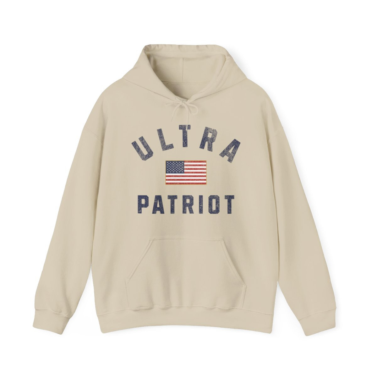 Ultra Patriot Flag Hoodie | Left Chest Full Back | Distressed Print | Unisex Heavy Blend Hooded Sweatshirt