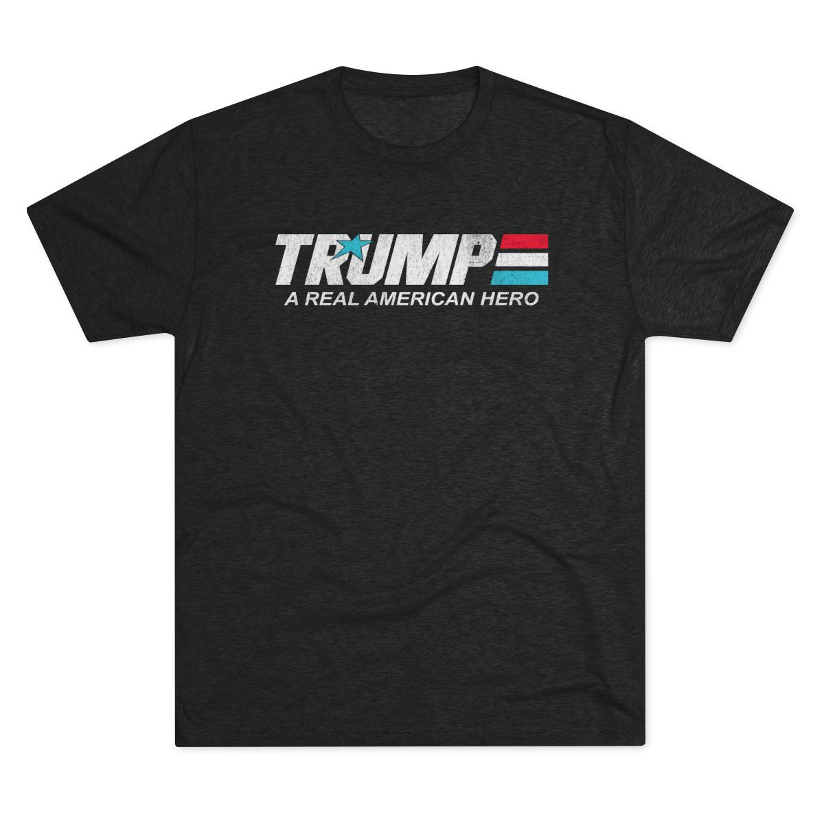 Trump A Real American Hero Premium Triblend T-Shirt | Full Front Distressed Print | Unisex Tri-Blend Crew Tee