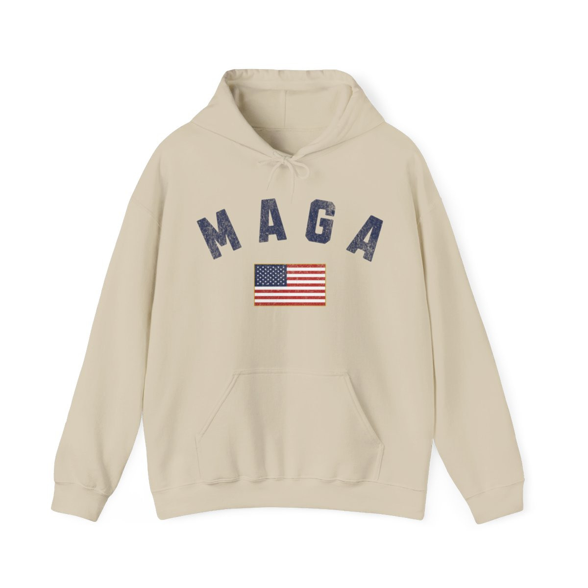 MAGA Flag Hoodie | Full Front Distressed Print | Unisex Heavy Blend Hooded Sweatshirt