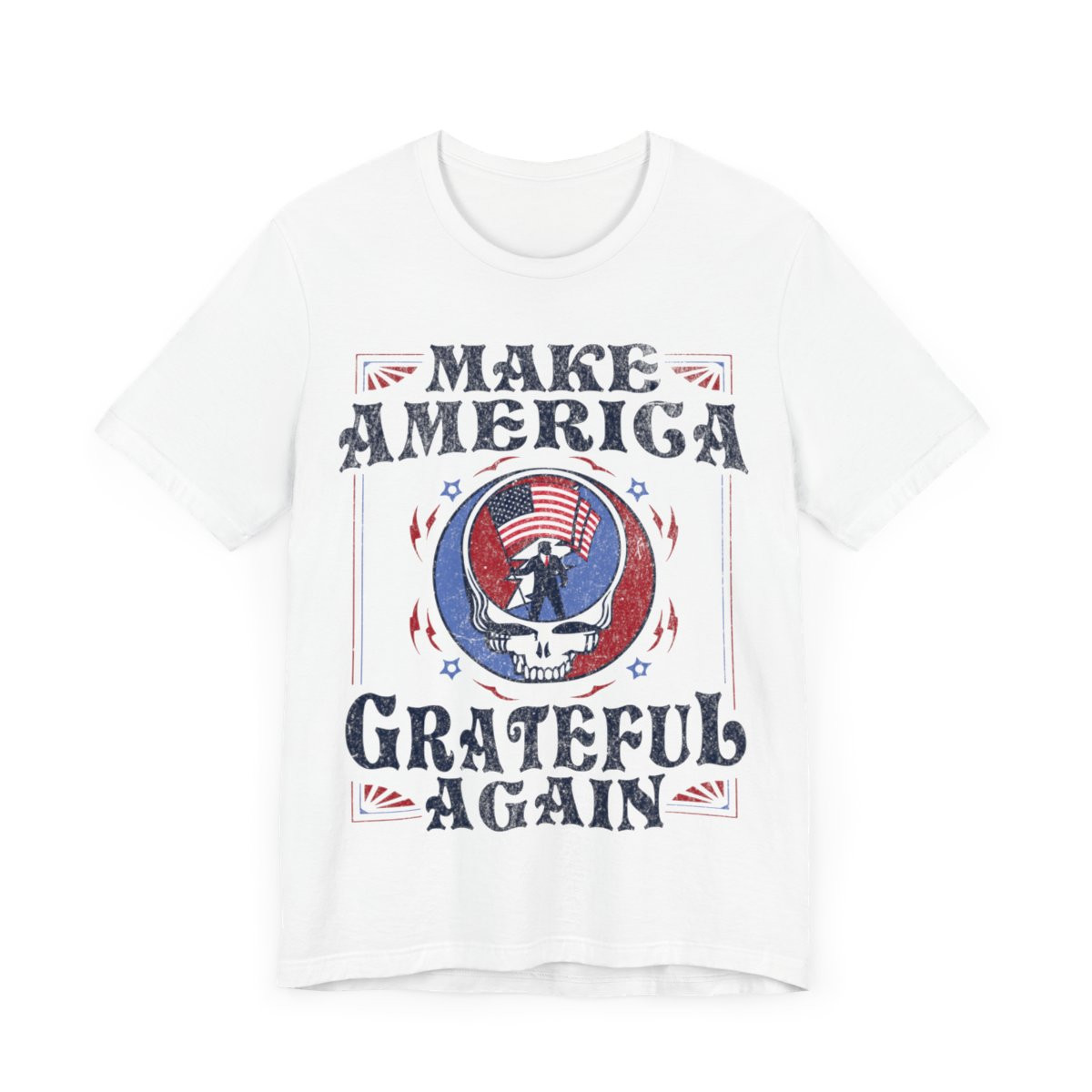 Make America Grateful Again T-Shirt | Full Front Distressed Print | Unisex Jersey Short Sleeve Tee