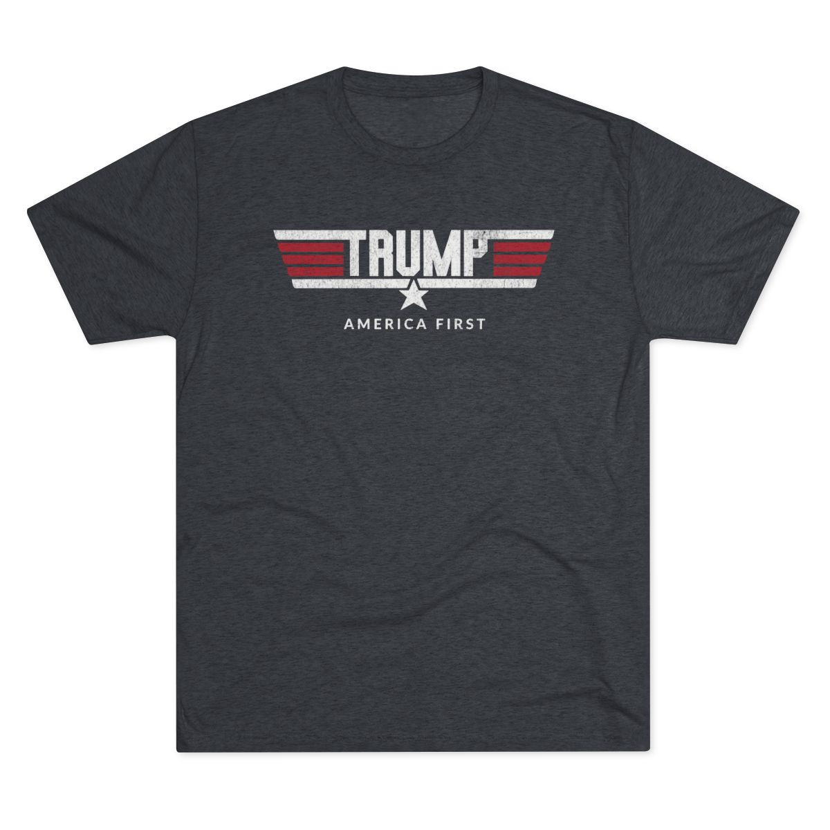 Top Gun Trump Premium Triblend T-Shirt | Full Front Distressed Print | Unisex Tri-Blend Crew Tee