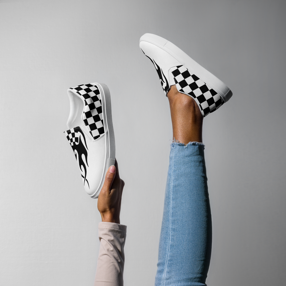 SPEED AND SHOW Women’s slip-on cavas shoes Raceway White