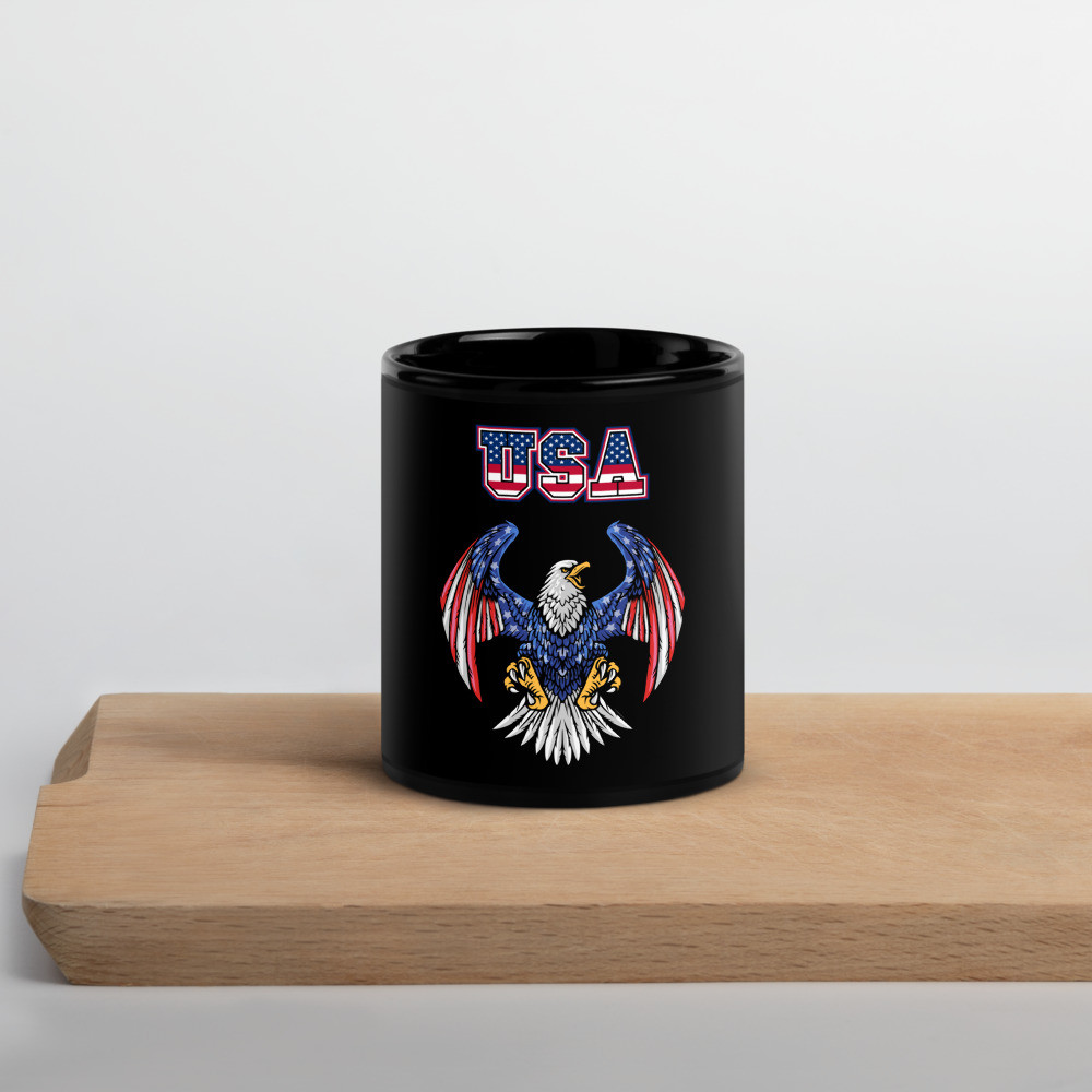 American Patriot Black Glossy Mug