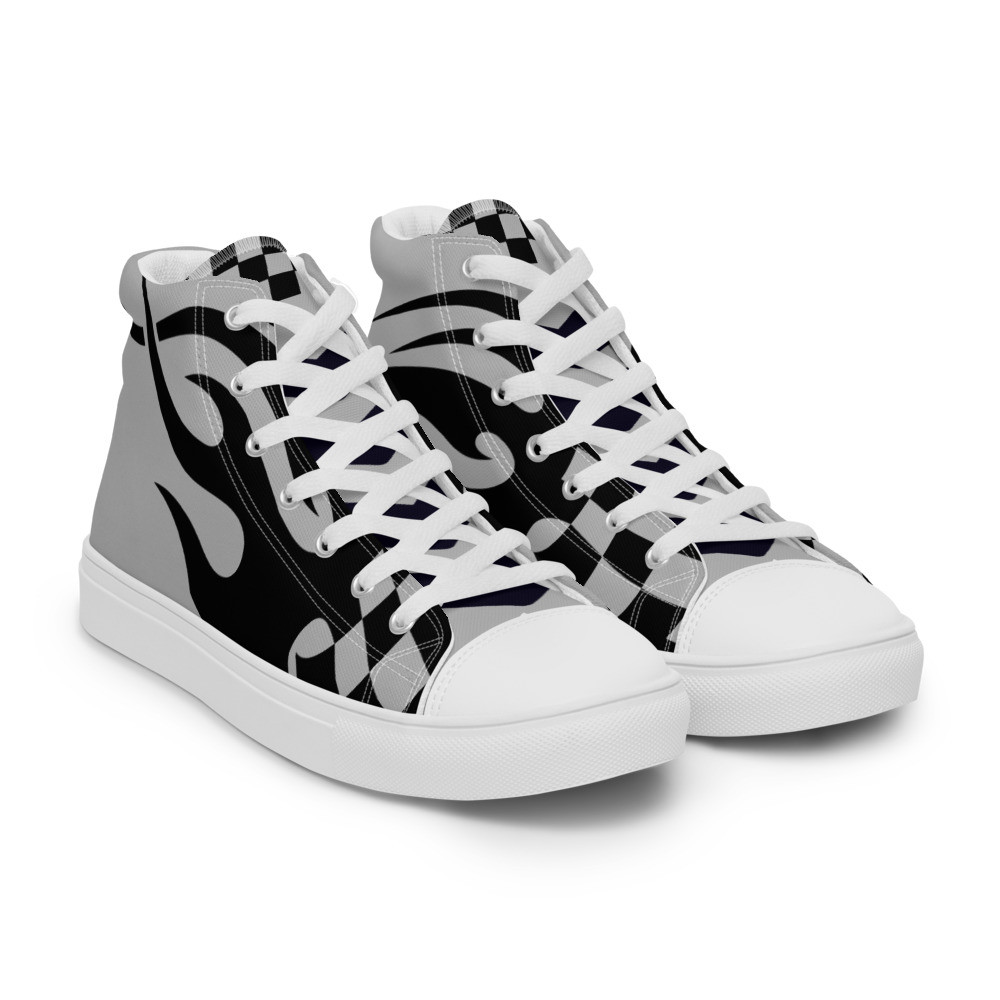 SPEED AND SHOW Men’s high top canvas raceway shoes silver