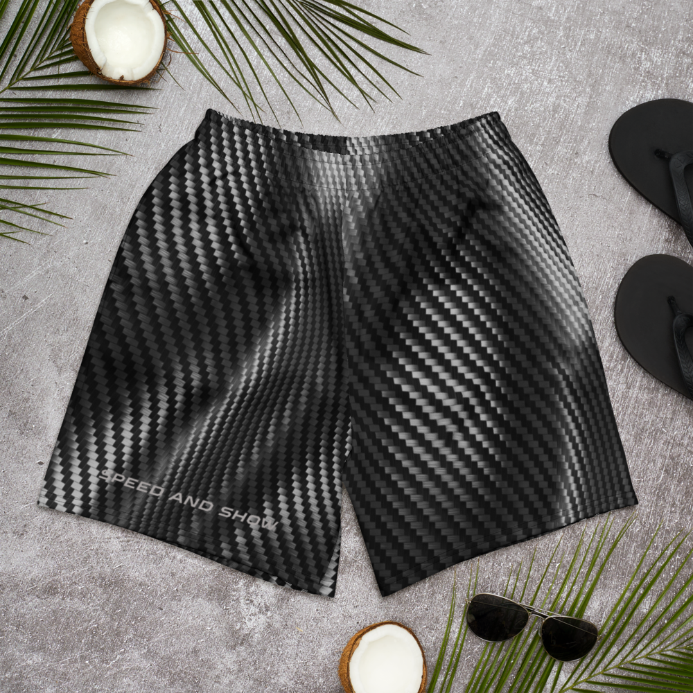 Speed and Show Carbon Fiber Print Unisex Athletic Long Shorts