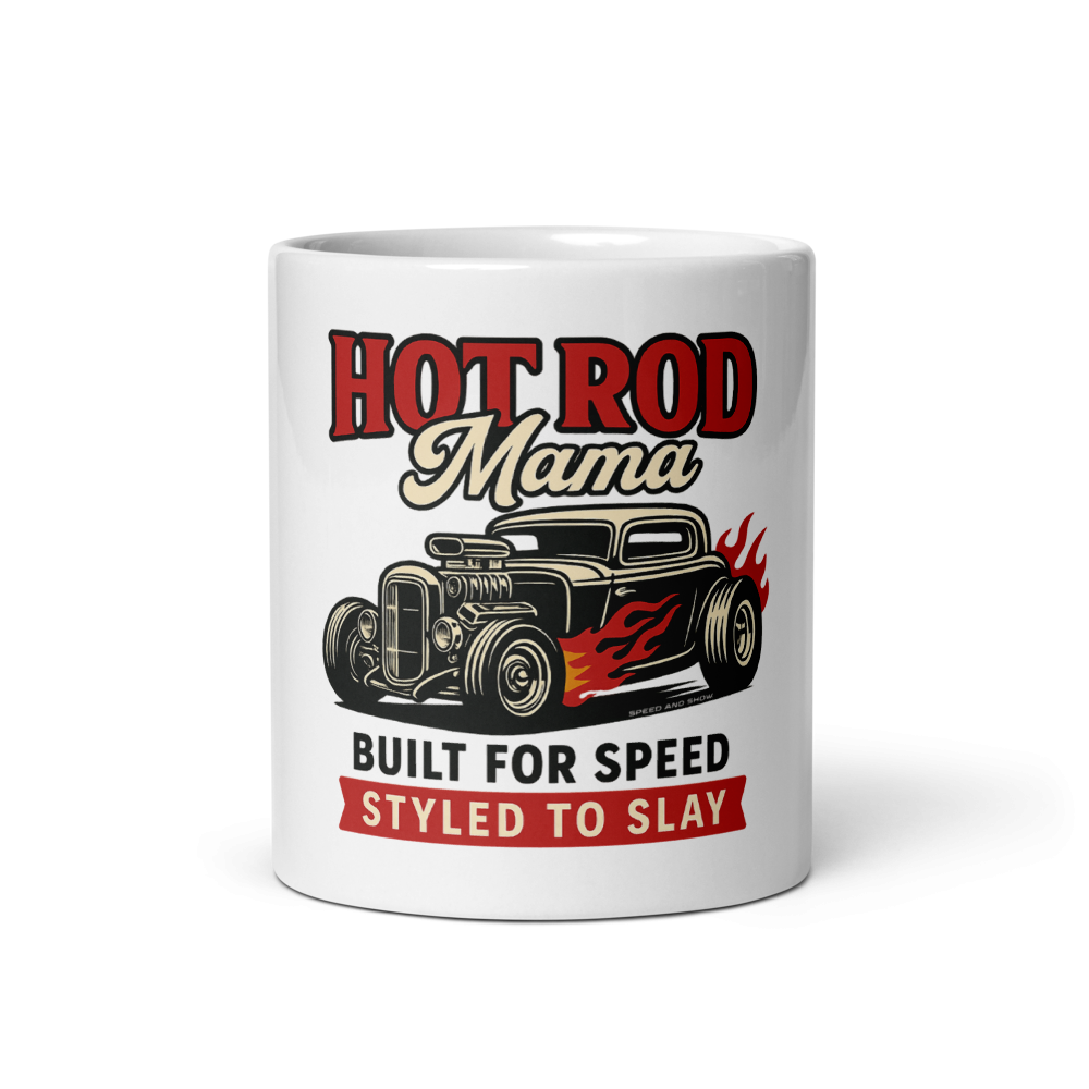 “Hot Rod” White glossy mug