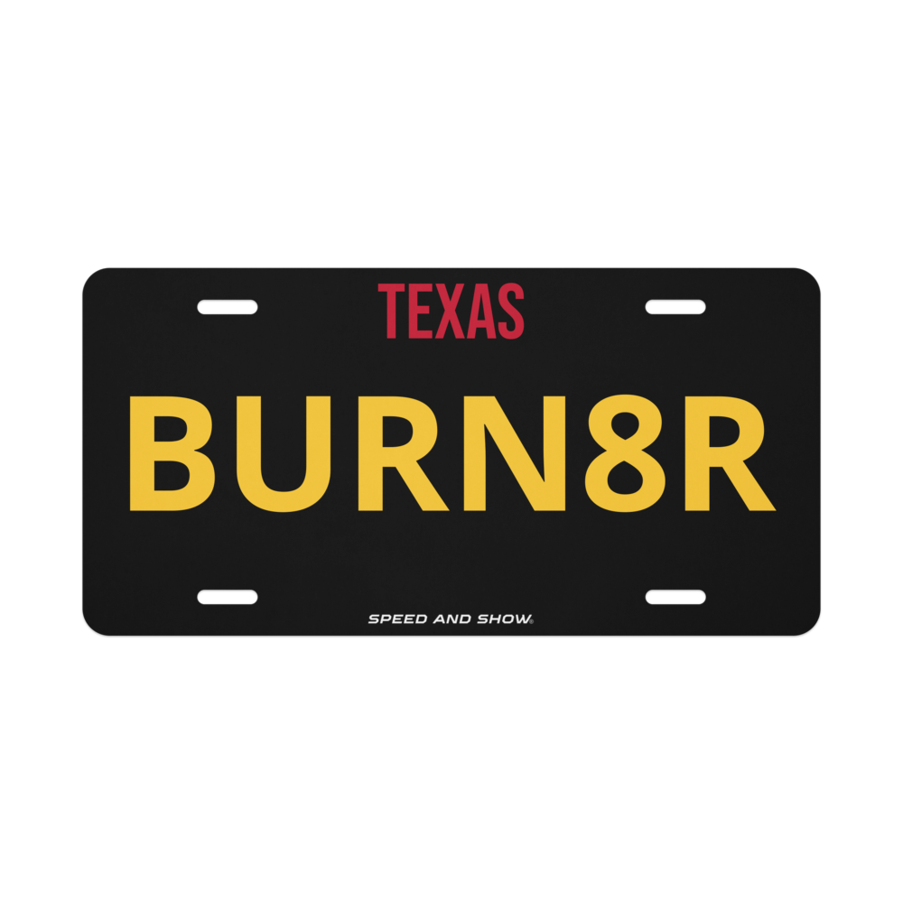 Vanity Burning Rubber license plate