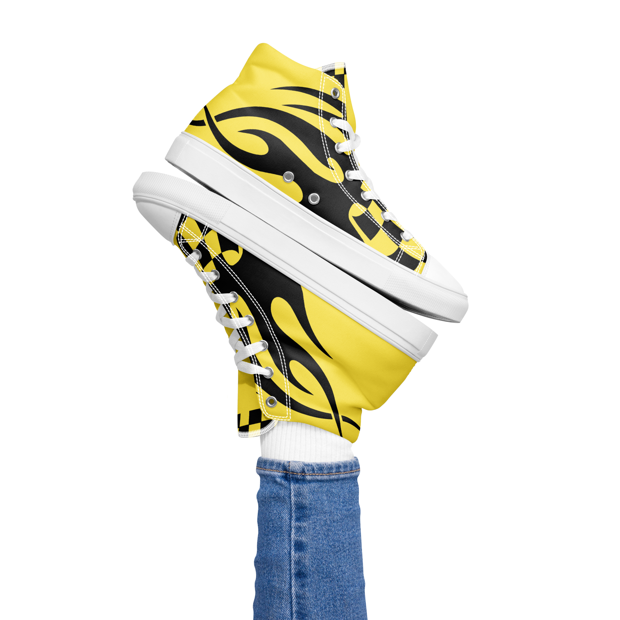 SPEED AND SHOW Raceway Women’s high top canvas shoes - Yellow