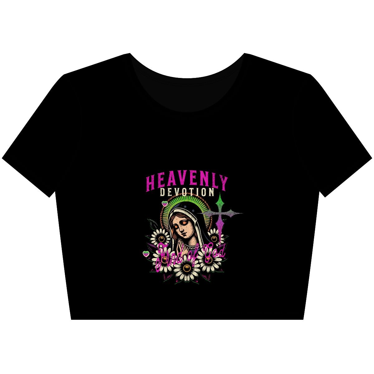 Heavenly Floral Crop Tee, Boho Style Top, Summer Fashion, Gifts for Her, Vintage Vibe, Festival Clothing