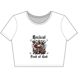 Revival Skull Crop Tee, Edgy Women's Top, Casual Wear, Concert Outfit, Gift for Him or Her