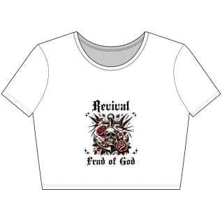 Revival Skull Crop Tee, Edgy Women's Top, Casual Wear, Concert Outfit, Gift for Him or Her