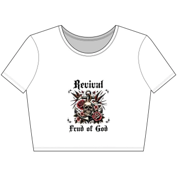 Revival Skull Crop Tee, Edgy Women's Top, Casual Wear, Concert Outfit, Gift for Him or Her