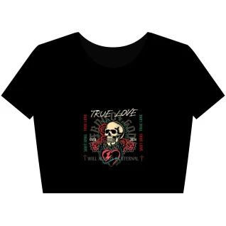 Rock Your Love Crop Tee | True Love Skull and Roses, Edgy Fashion, Valentine's Day Gift, Music Festival Wear, Casual Street Style