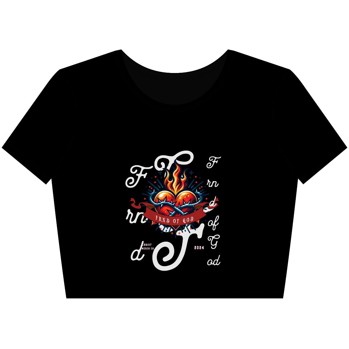 Women’s Crop Tee with Fiery Heart Design, Casual Top, Everyday Wear, Festival Fashion, Gift for Her, Summer Style