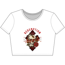 Redemption Skull Crop Tee for Women, Edgy Fashion Tee, Gothic Inspired Apparel, Casual Summer Top, Gifts for Her