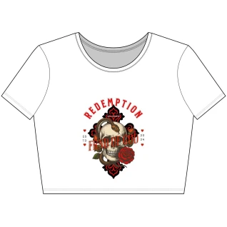 Redemption Skull Crop Tee for Women, Edgy Fashion Tee, Gothic Inspired Apparel, Casual Summer Top, Gifts for Her