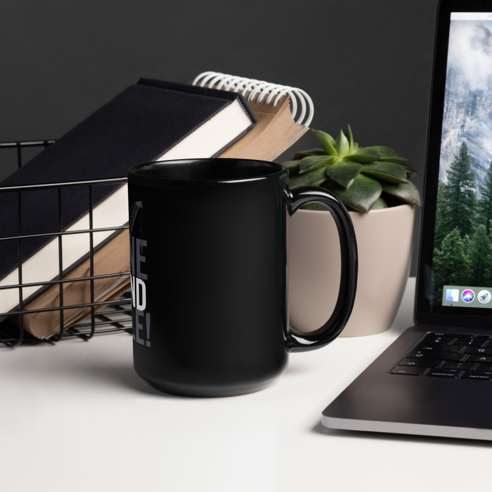 Crane And Simple Black Glossy Mug