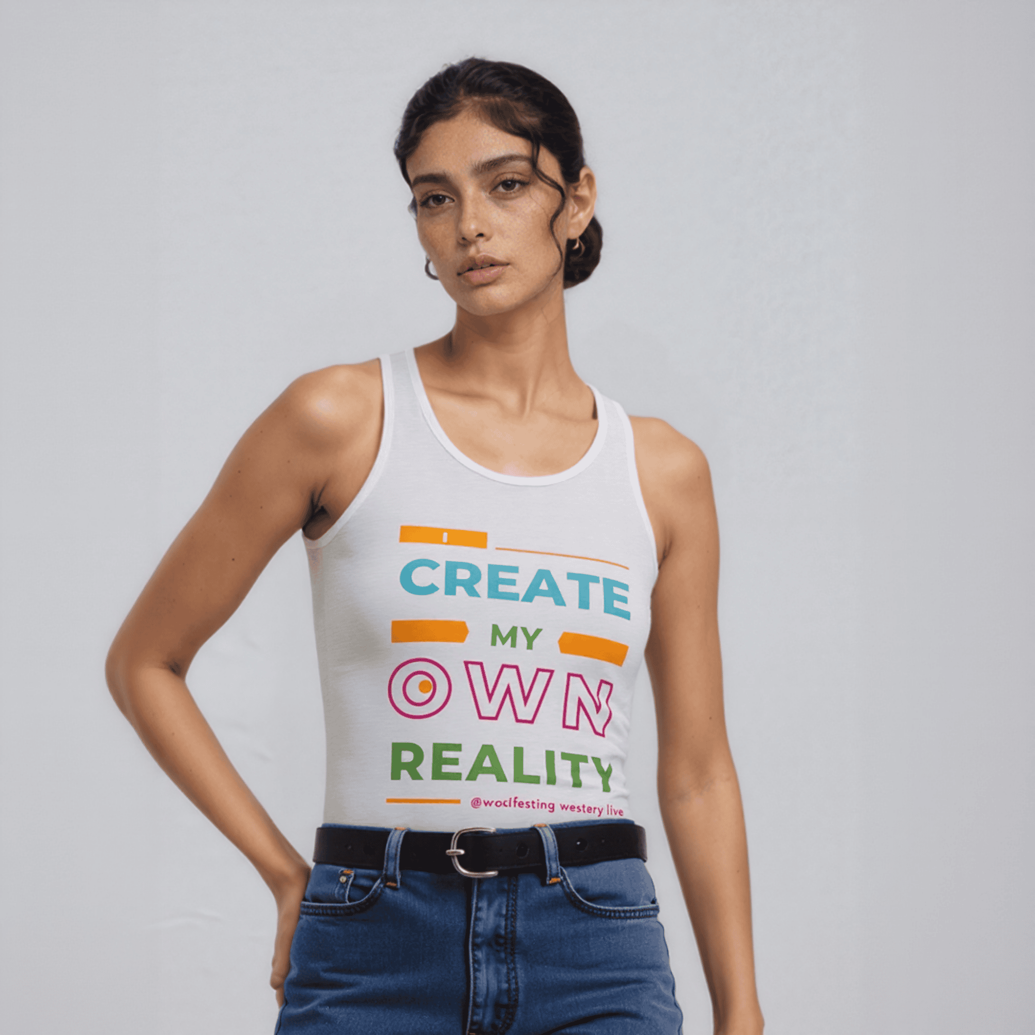 "I Create My Own Reality" Free Spirit Womens Racerback Tank