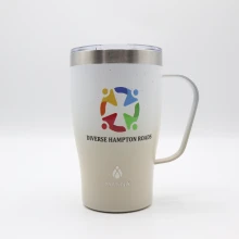 Ombre Stainless Steel Coffee Mug With Logo - Tan