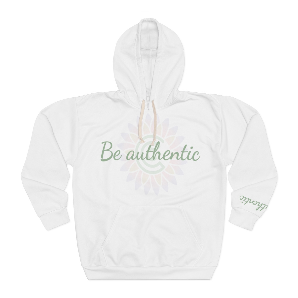 AOP Unisex Pullover Hoodie "Be authentic" & "I am authentic" 