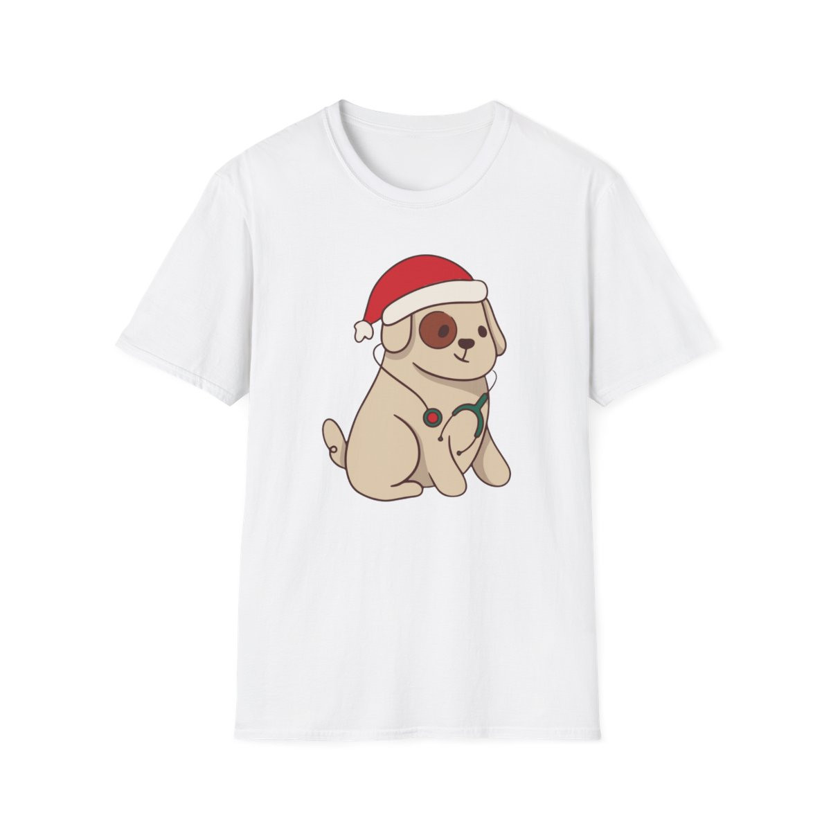 Festive Pup in Stetho-Claus Cap T-Shirt